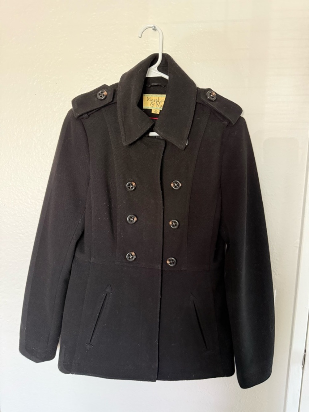 Maralyn & Me Black Double-Breasted Pea Coat